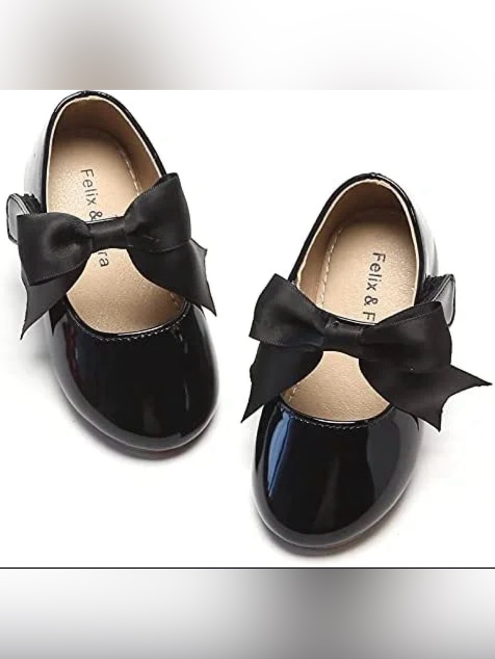 Little Girls' Black Patent Bow Dress Shoes - Classic Mary Jane Style